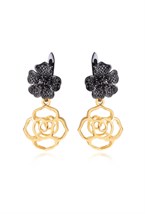 Congo earrings with bagel pendants Rhodium - фото 123378