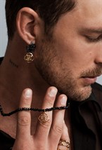 Congo earrings with bagel pendants Rhodium - фото 123380