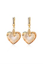 Swarovski Gold Heart Pendant Earrings - фото 123387