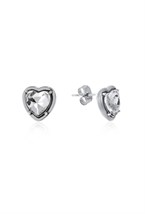 Heart Cubic Zirconia Earrings Silver - фото 123400