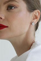 Heart Cubic Zirconia Earrings Silver - фото 123401