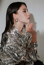 Hoops Metal Baguette Earrings - фото 123426