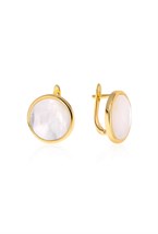Round Mother of Pearl Earrings Gold - фото 123437