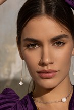 Lucky Clover Gold Mother of Pearl Earrings - фото 123460