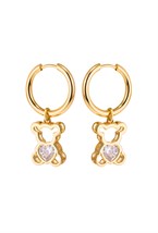 Hoops Earrings with Teddy Charms Gold - фото 123468