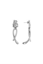 Zig Zag Rhodium Earrings - фото 123490