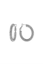 Spiral Hoops Earrings Rhodium - фото 123494