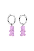 Violet Bear Hoops Earrings Silver - фото 123519