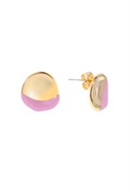 Pink Enamel Earrings Gold - фото 123544