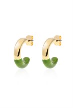 Hoops Green Enamel Earrings Gold - фото 123548