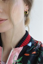 Hoops Green Enamel Earrings Gold - фото 123549