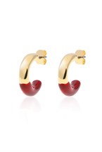 Hoops Dark Red Enamel Earrings Gold - фото 123552