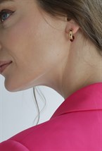 Hoops Dark Red Enamel Earrings Gold - фото 123553