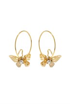 Hoops Heart Butterfly Earrings Gold - фото 123561