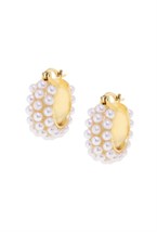 Hoops Acrylic Pearlds Earrings Gold - фото 123585