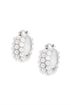 Hoops Acrylic Pearlds Earrings Silver - фото 123587