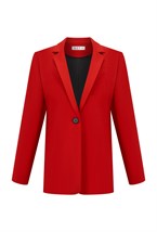 Жакет красный с декором цветы на магнитах - фото 125778