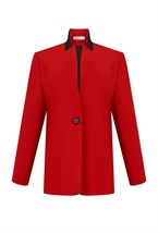 Жакет красный с декором цветы на магнитах - фото 125779