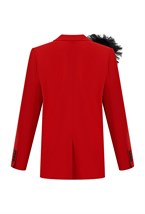 Жакет красный с декором цветы на магнитах - фото 125781