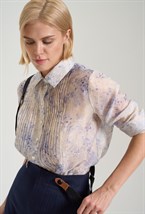 Блуза с цветочным принтом и защипами - фото 125807