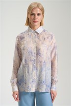 Блуза с цветочным принтом и защипами - фото 125809