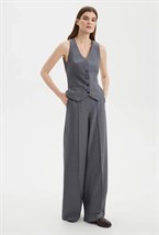 Брюки клеш серые - фото 125856