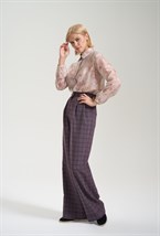 Брюки в клетку с манжетами - фото 125876