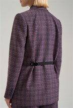 Двубортный жакет в клетку с лацканами - фото 125931