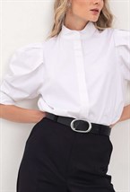 Блуза на стойке с рукавами "фонарик" - фото 126490