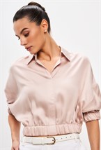 Укороченная блуза из тенселя на резинке - фото 126503