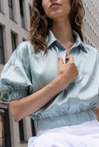 Укороченная-блуза из тенселя на резинке - фото 126508