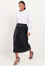 Юбка плиссе из экокожи - фото 126530