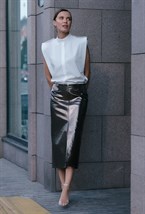 Юбка миди джинсовая с золотым напылением - фото 126539