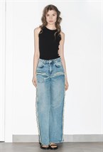 Джинсы трубы с бахромой - фото 127758