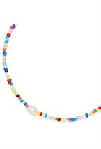 браслет на ногу из разноцветного бисера и жемчуга - фото 128443