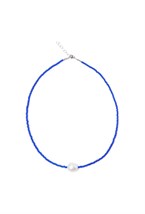 чокер из ультрамаринового бисера с барочной жемчужиной - фото 128459