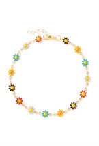 браслет на ногу с разноцветными ромашками - фото 128469