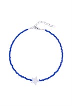 браслет из синей шпинели и перламутра на ногу - фото 128515