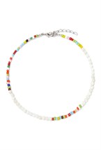 браслет из перламутра и разноцветного бисера на ногу - фото 128518