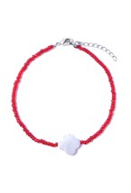 браслет из бисера с четырехлистником из перламутра - фото 128519