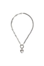 серебристый чокер из гематита и латуни с подвеской - фото 128524