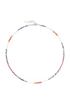 чокер из микса сиренево-оранжевых натуральных камней - фото 128537