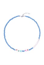 чокер с голубым бисером и жемчугом - фото 128558