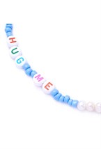 чокер с голубым бисером и жемчугом - фото 128559