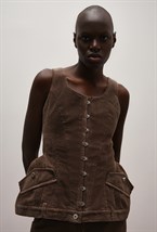 Корсет с баской вельветовый - фото 128716