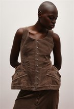 Корсет с баской вельветовый - фото 128718