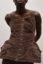 Корсет с баской вельветовый - фото 128720