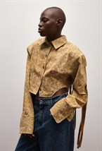 Рубашка джинсовая с бахромой - фото 128752