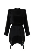 Платье бархатное с подвязами - фото 129326