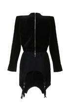 Платье бархатное с подвязами - фото 129327